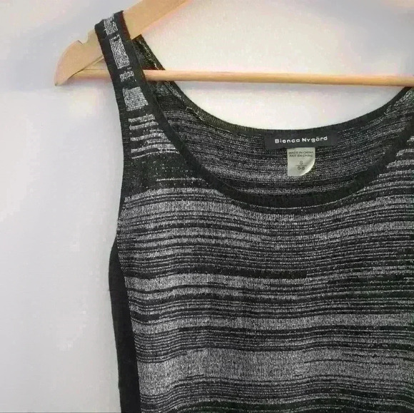 🌴2/$25🌴BIANCA NYGARD | Women's Black with Silver Metallics Tank Style Sweater - Picture 2 of 4